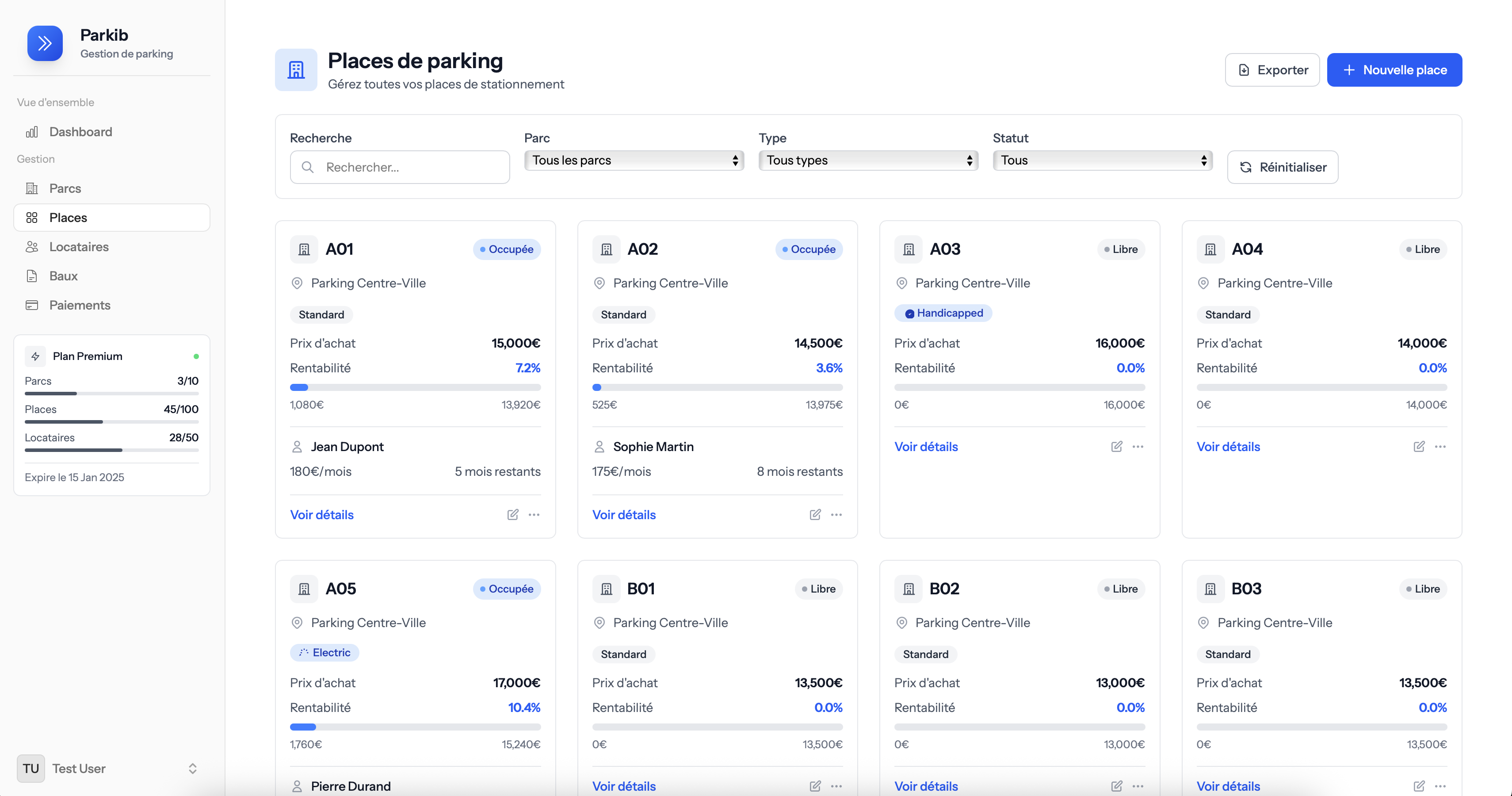 Gestion d'emplacements